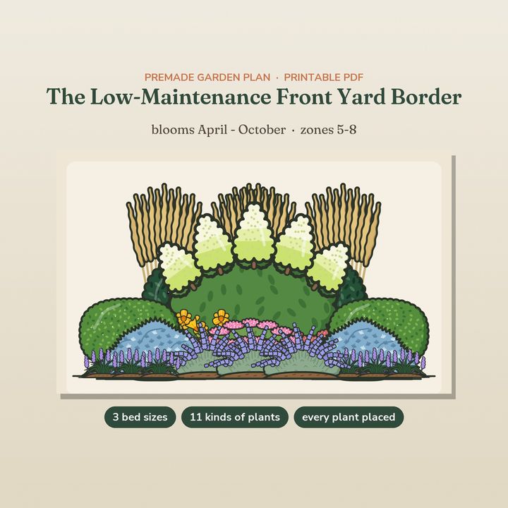 The Low-Maintenance Front Yard Border garden plan