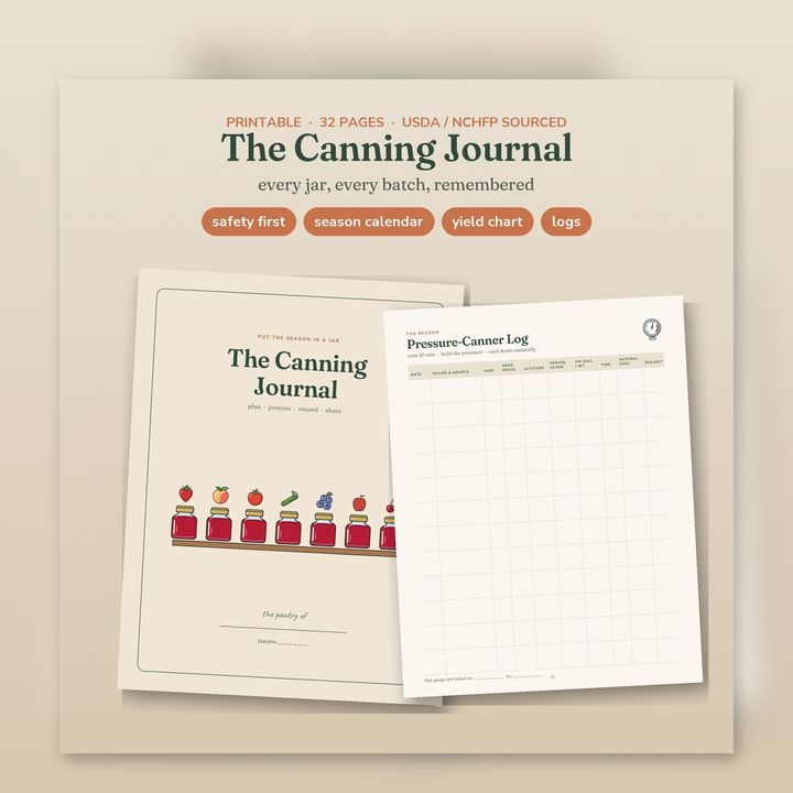 The Canning Journal printable with batch log pages