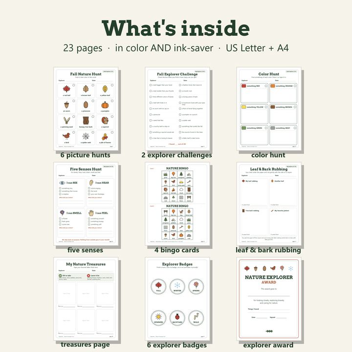 A page from inside Nature Scavenger Hunt