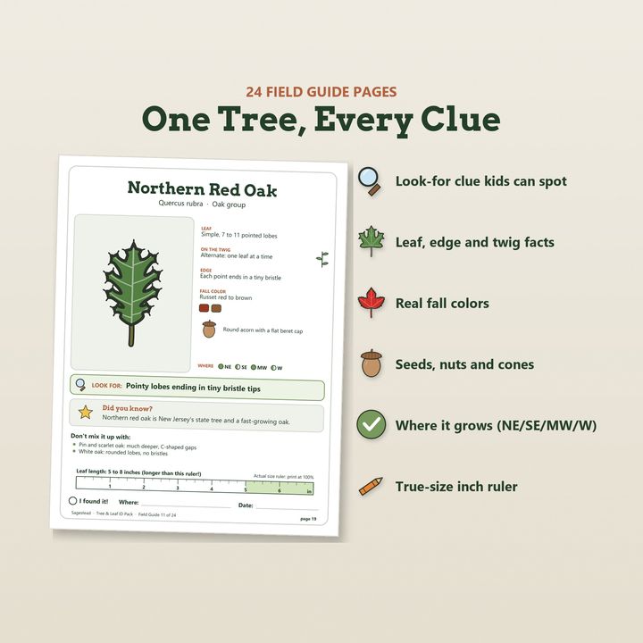 A page from inside Tree & Leaf ID Pack